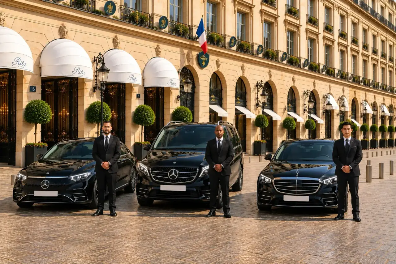 Berline noire de chauffeur privé de nuit